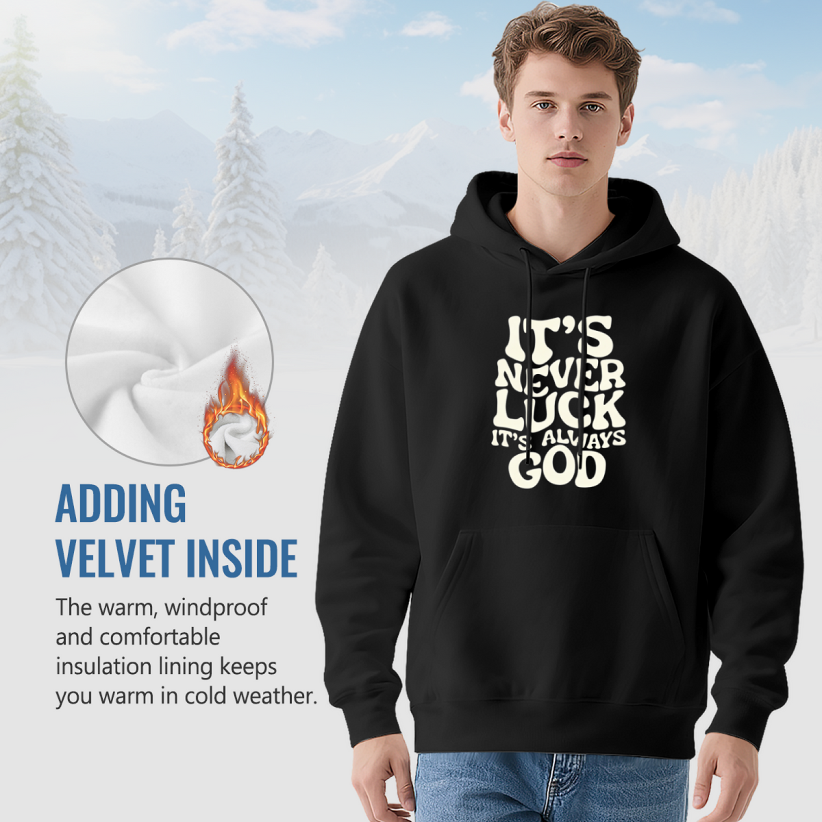 Inspirational Slogan It¡¯s Never Luck It¡¯s Always God Hoodie