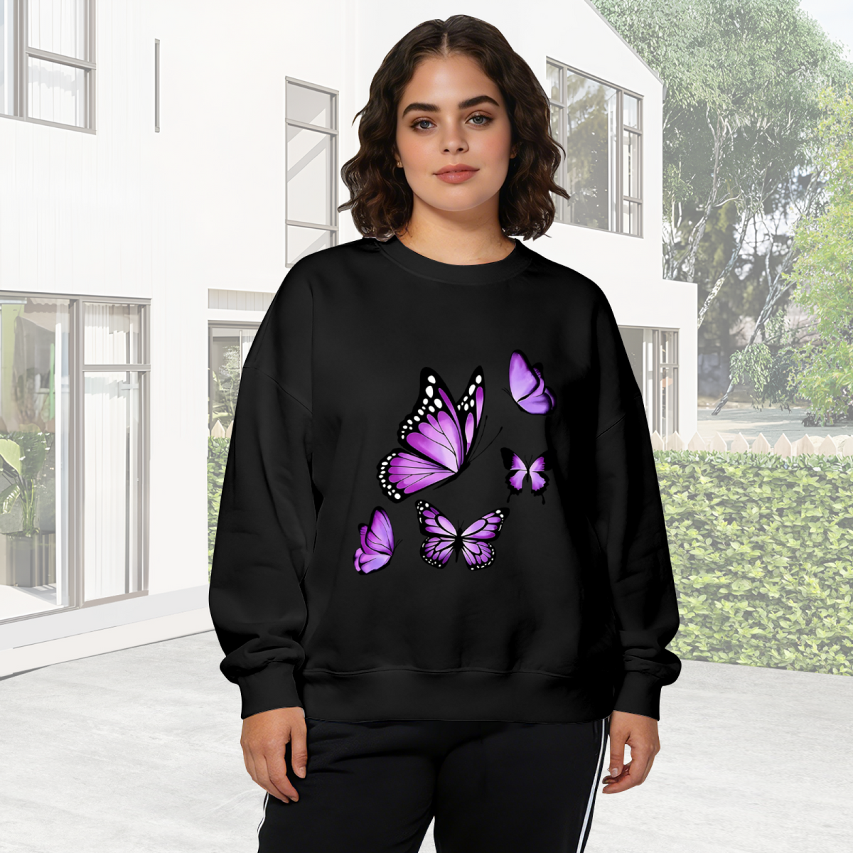 Stunning Purple Monarch Butterflies Art Crewneck Sweatshirt