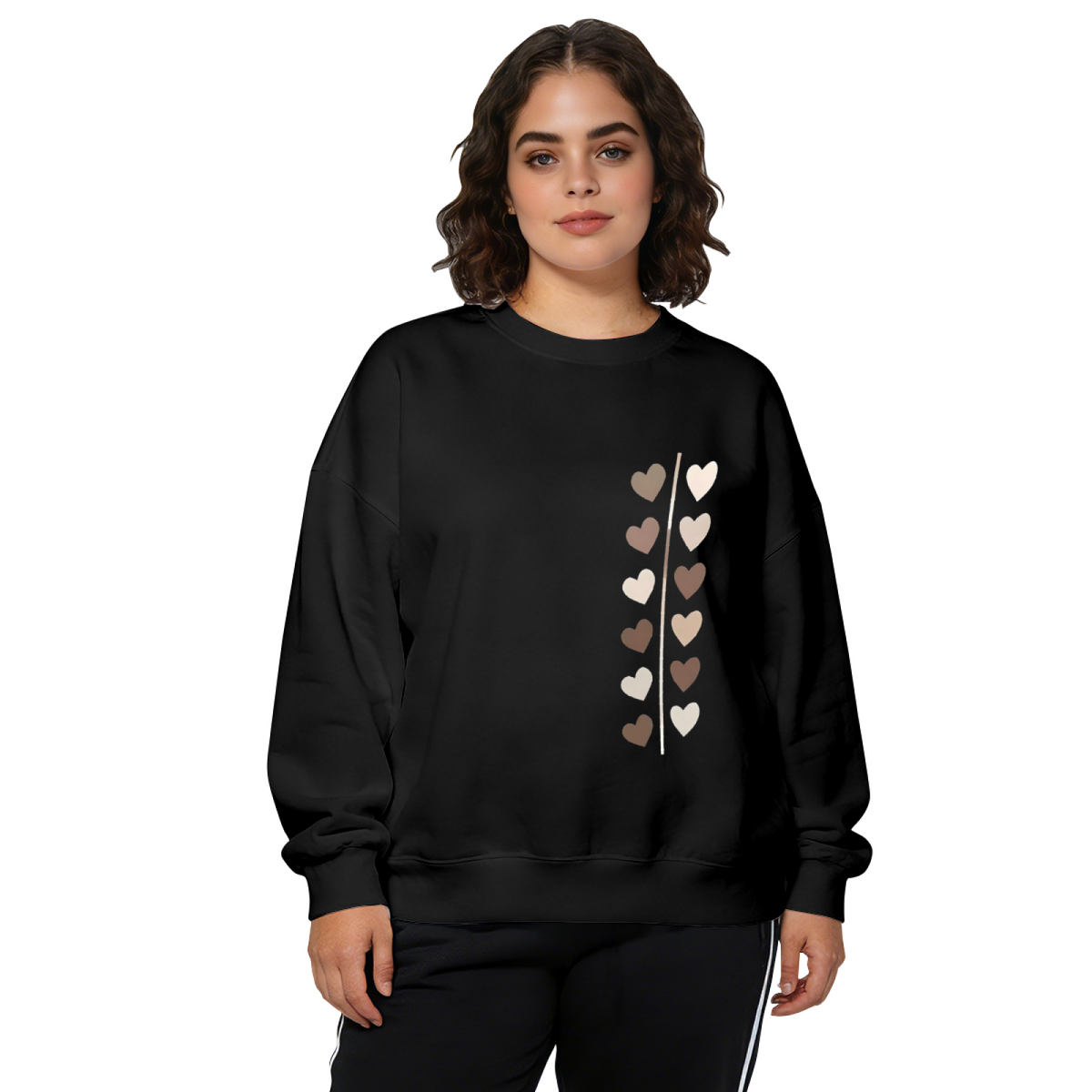 Minimal Vertical Heart Print Crewneck Sweatshirt