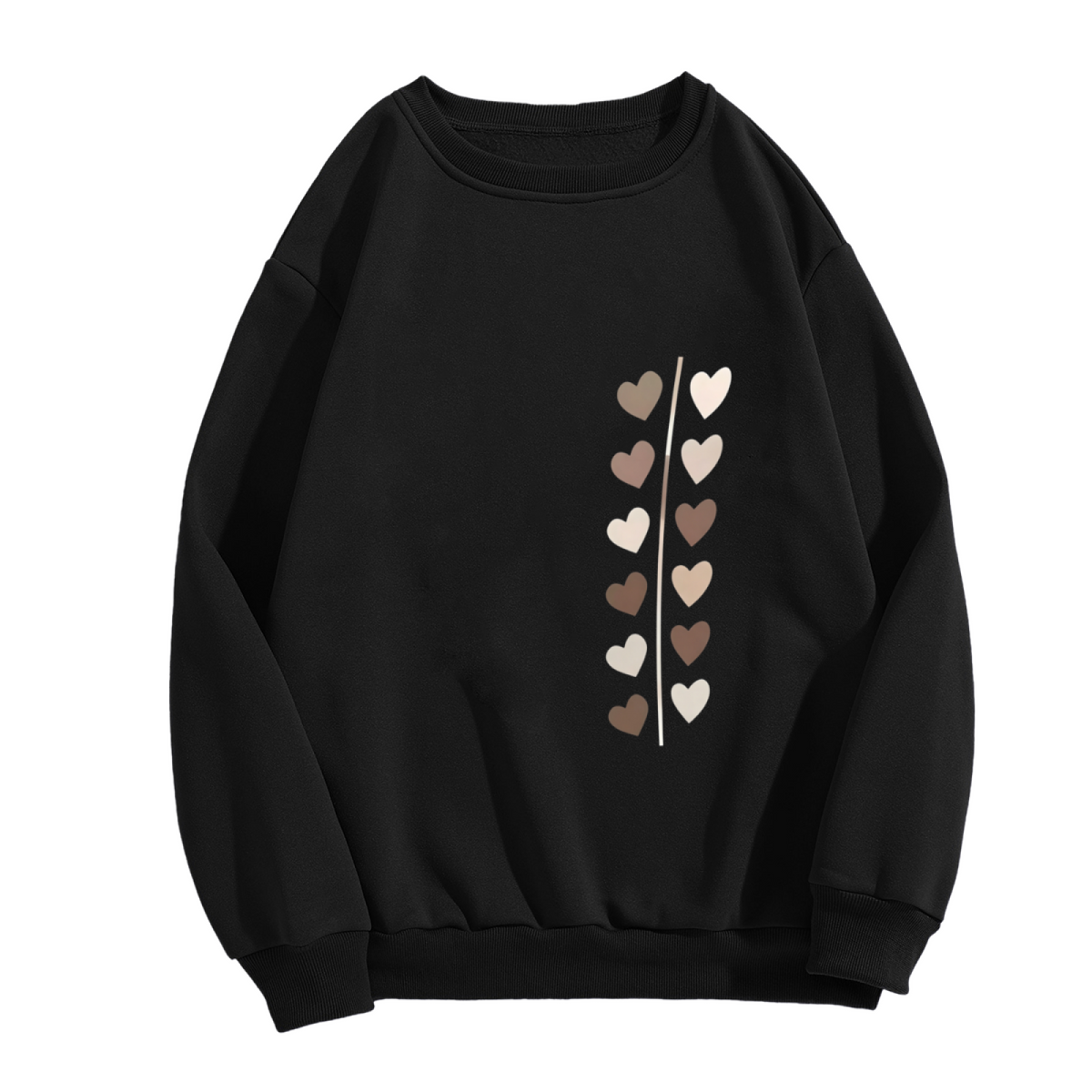 Minimal Vertical Heart Print Crewneck Sweatshirt