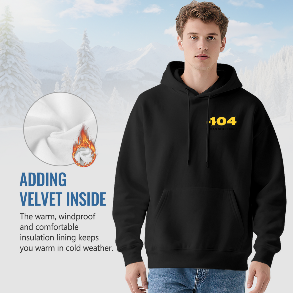 Bold 104 Number Graphic Streetwear Hoodie