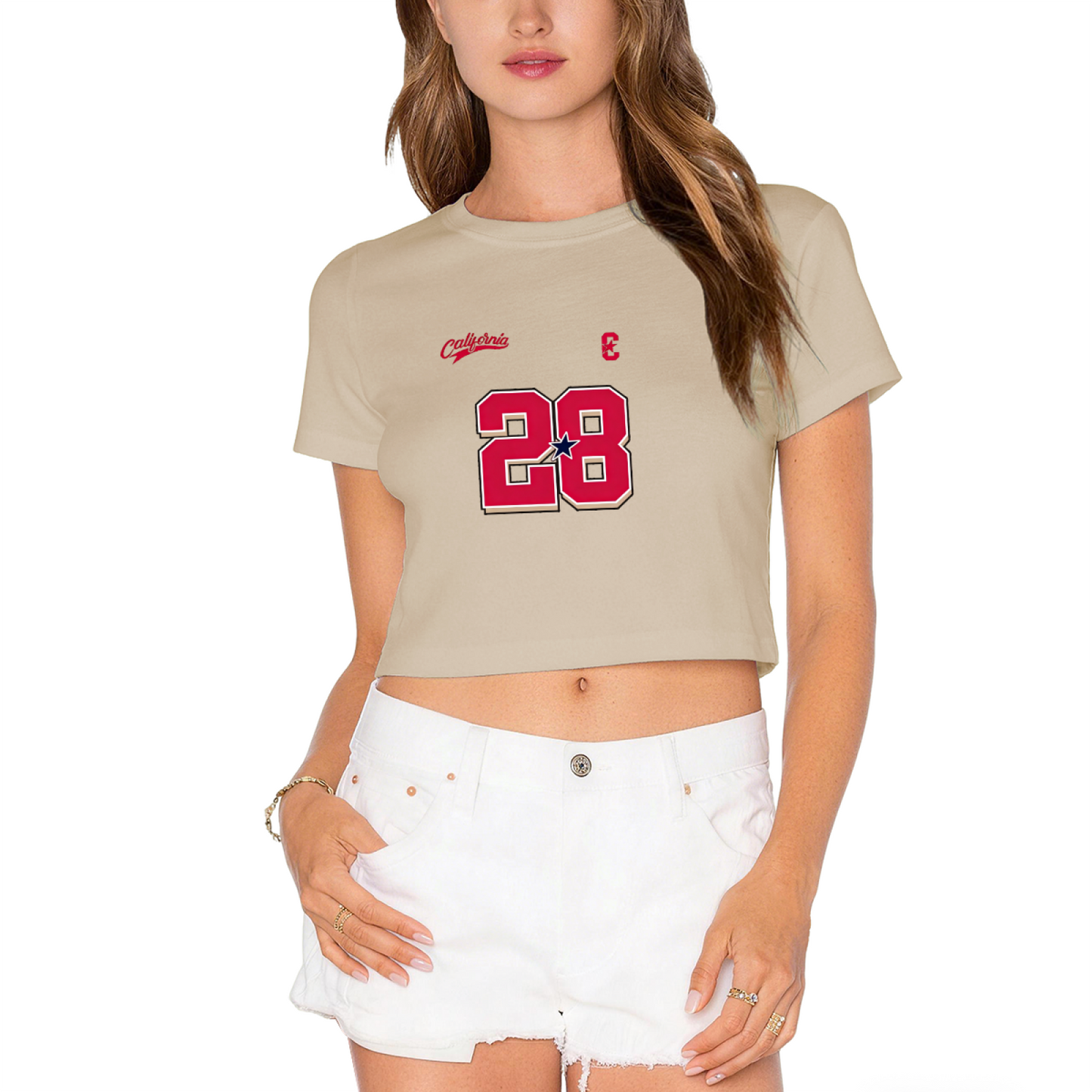 Hot Pink Y2K Sports Crop Top With California Varsity Number 28