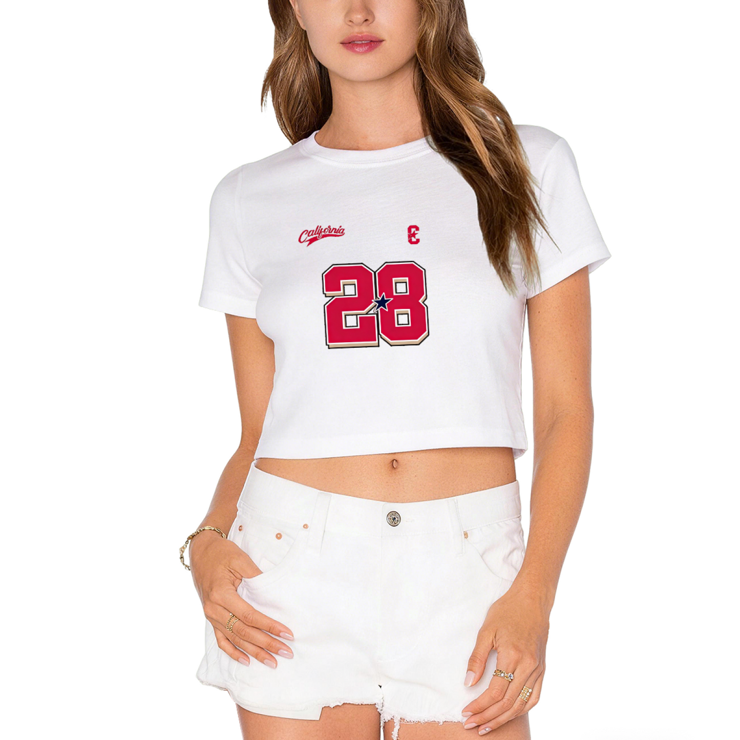Hot Pink Y2K Sports Crop Top With California Varsity Number 28