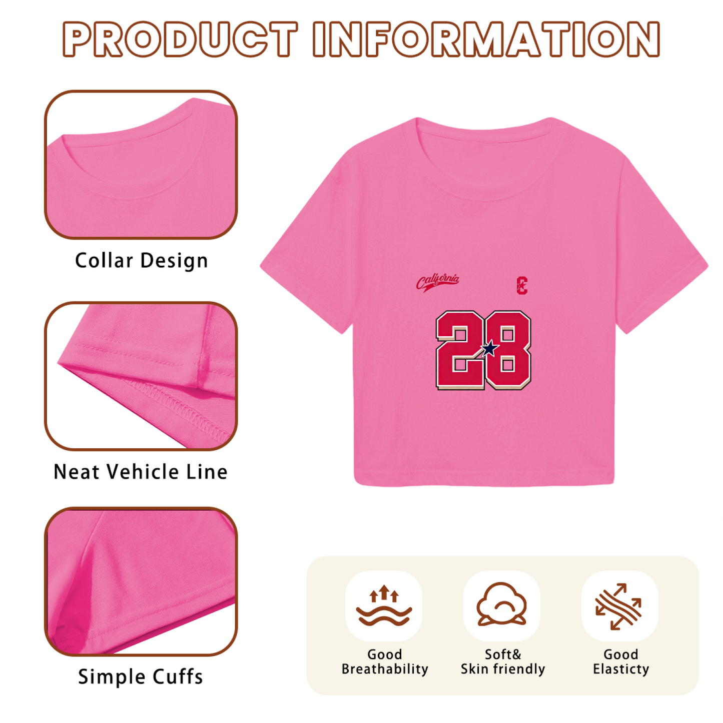 Hot Pink Y2K Sports Crop Top With California Varsity Number 28