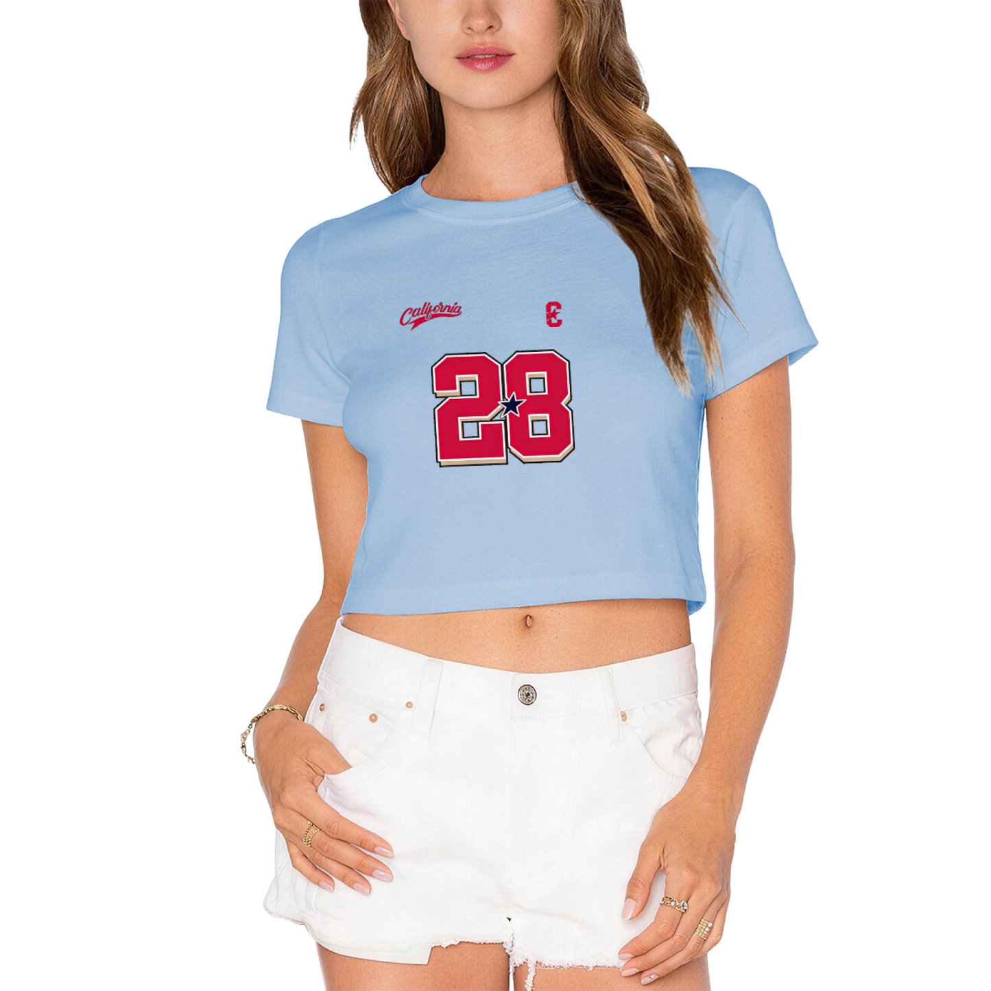 Hot Pink Y2K Sports Crop Top With California Varsity Number 28