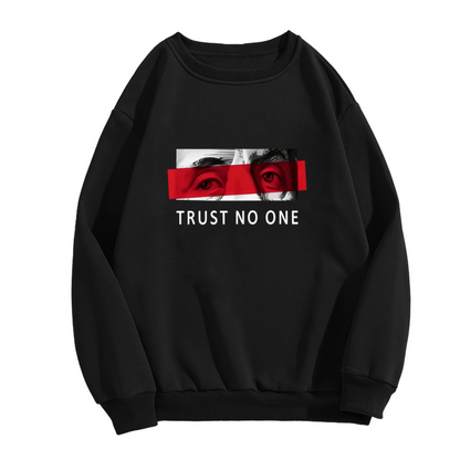 Edgy Trust No One Eye Art Crewneck Sweatshirt