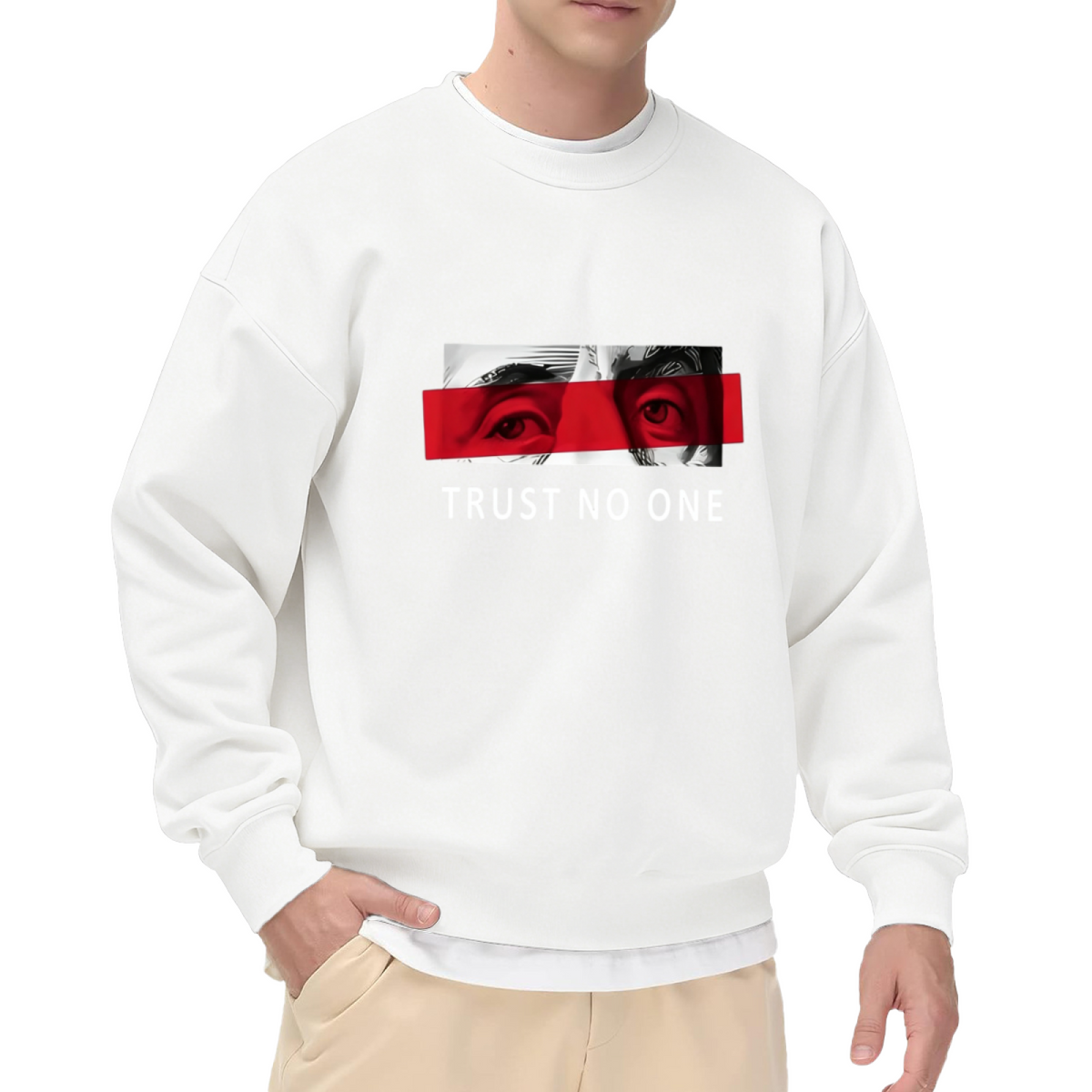 Edgy Trust No One Eye Art Crewneck Sweatshirt