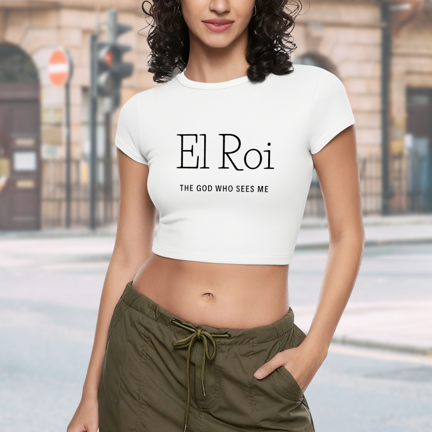 El Roi Faith Simple Minimal White Crop Tee