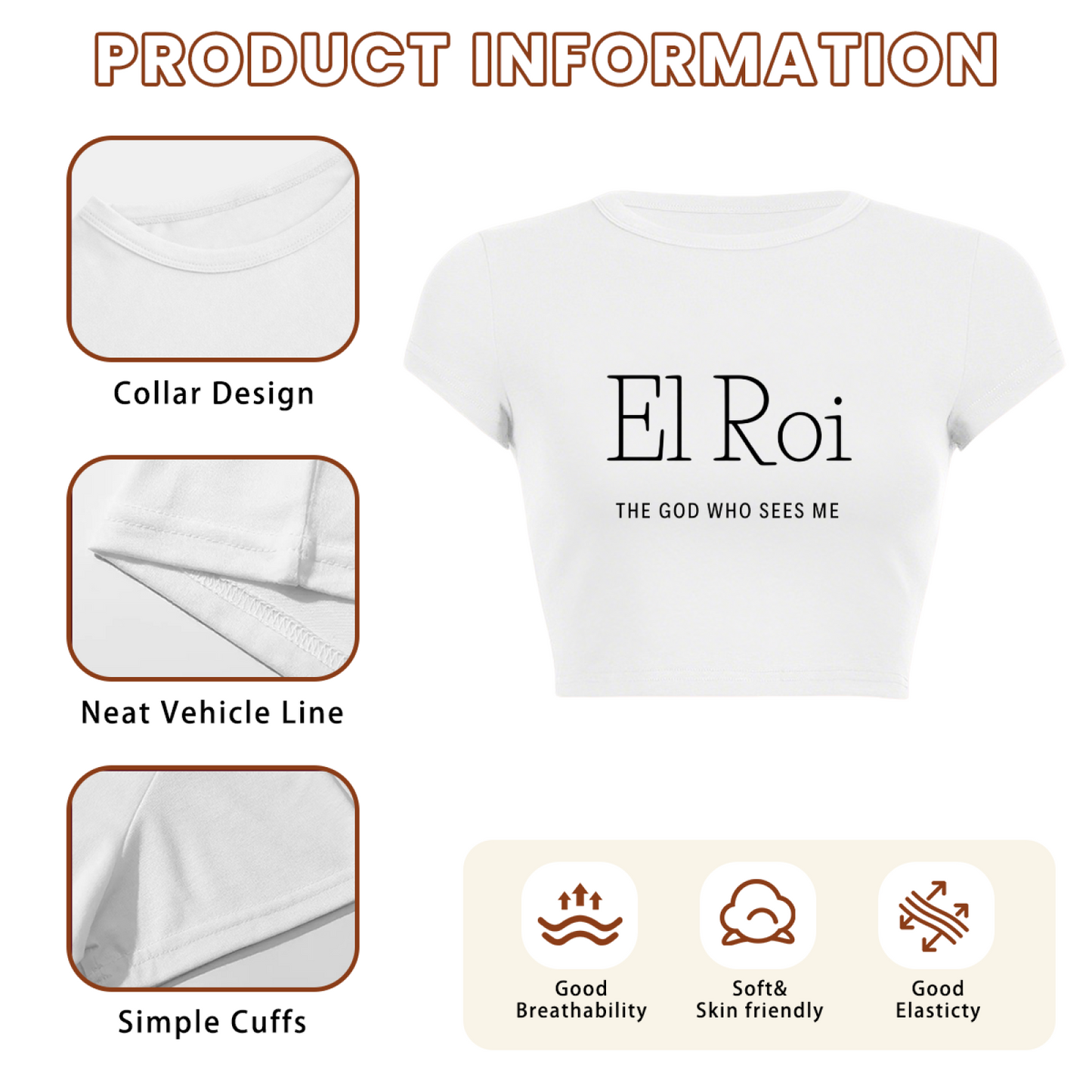 El Roi Faith Simple Minimal White Crop Tee