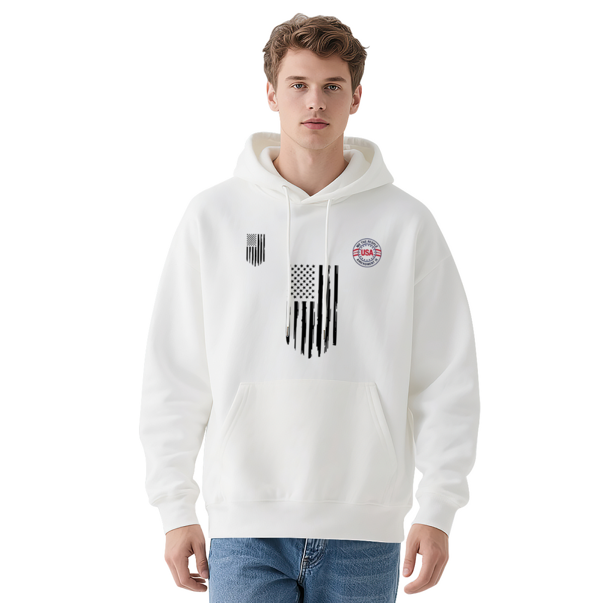 Distressed USA Flag Graphic Men Hoodie