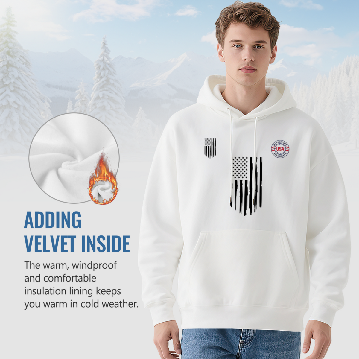 Distressed USA Flag Graphic Men Hoodie