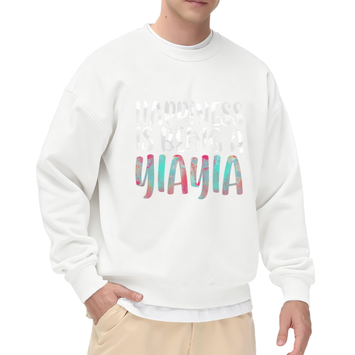 Hot Air Balloon Mosaic Art Scenery Painting Crewneck Sweatshirt
