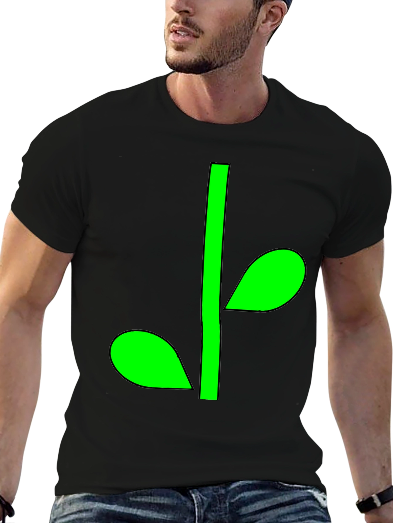 Green Sprout Graphic Black T-Shirt