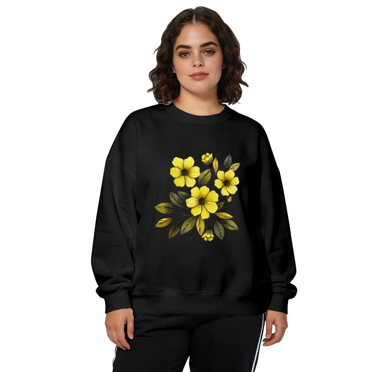 Bright Yellow Wildflower Art Print Crewneck Sweatshirt