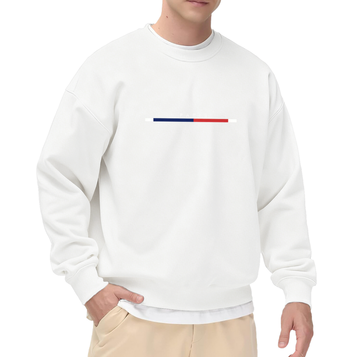Paris Flag Stripe Minimal City Crewneck Sweatshirt