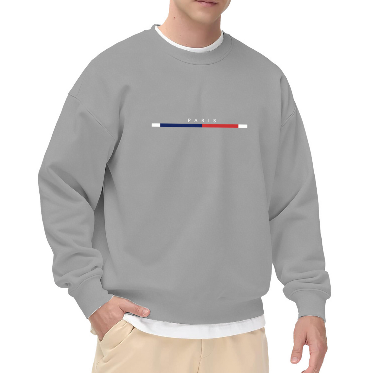 Paris Flag Stripe Minimal City Crewneck Sweatshirt