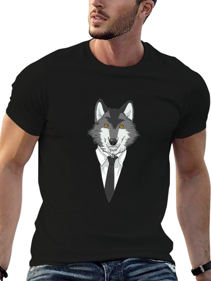 Wolf in Suit Graphic Tee - Mens Black T-Shirt