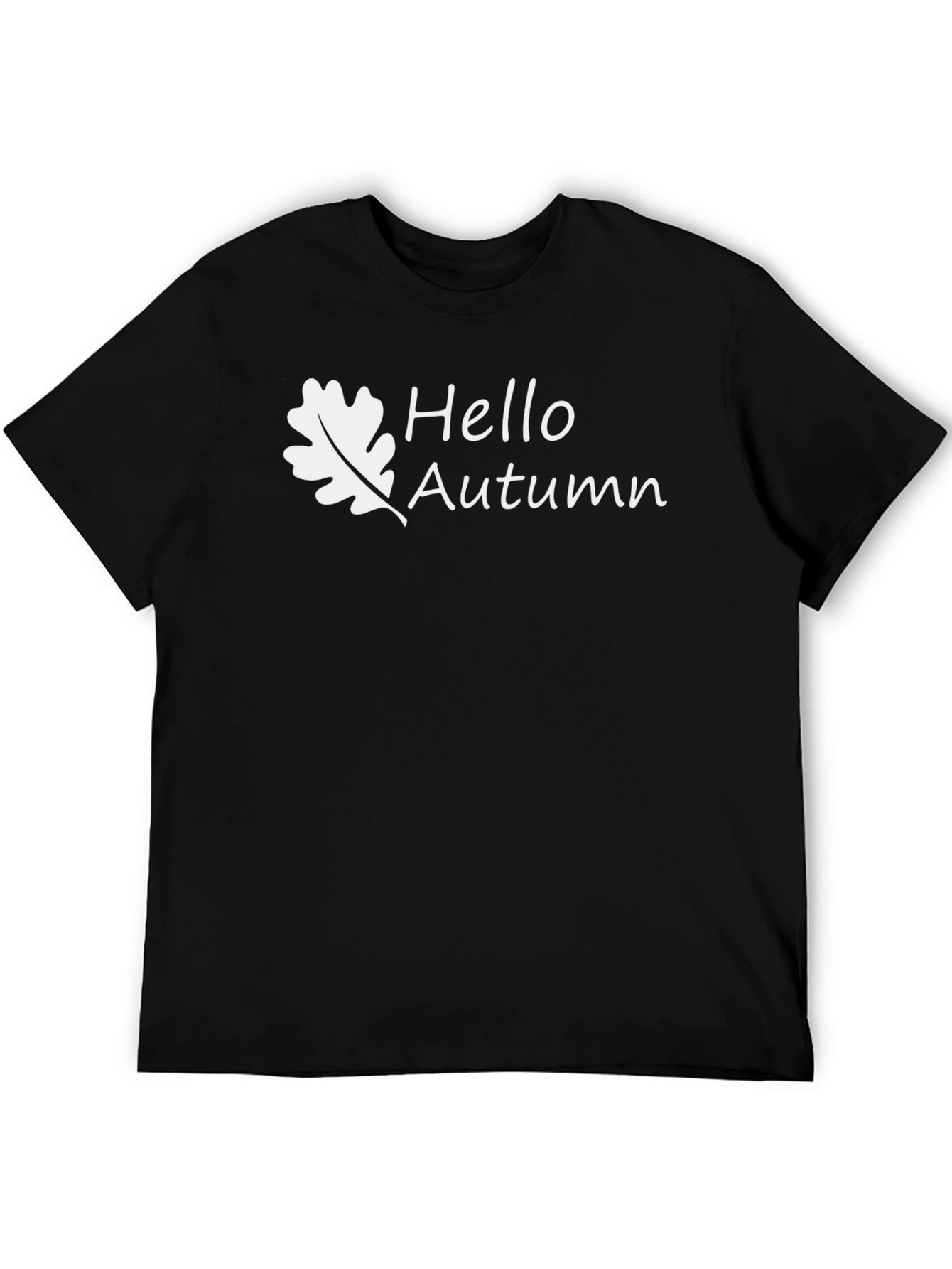 Hello Autumn Black Cotton Graphic Tee