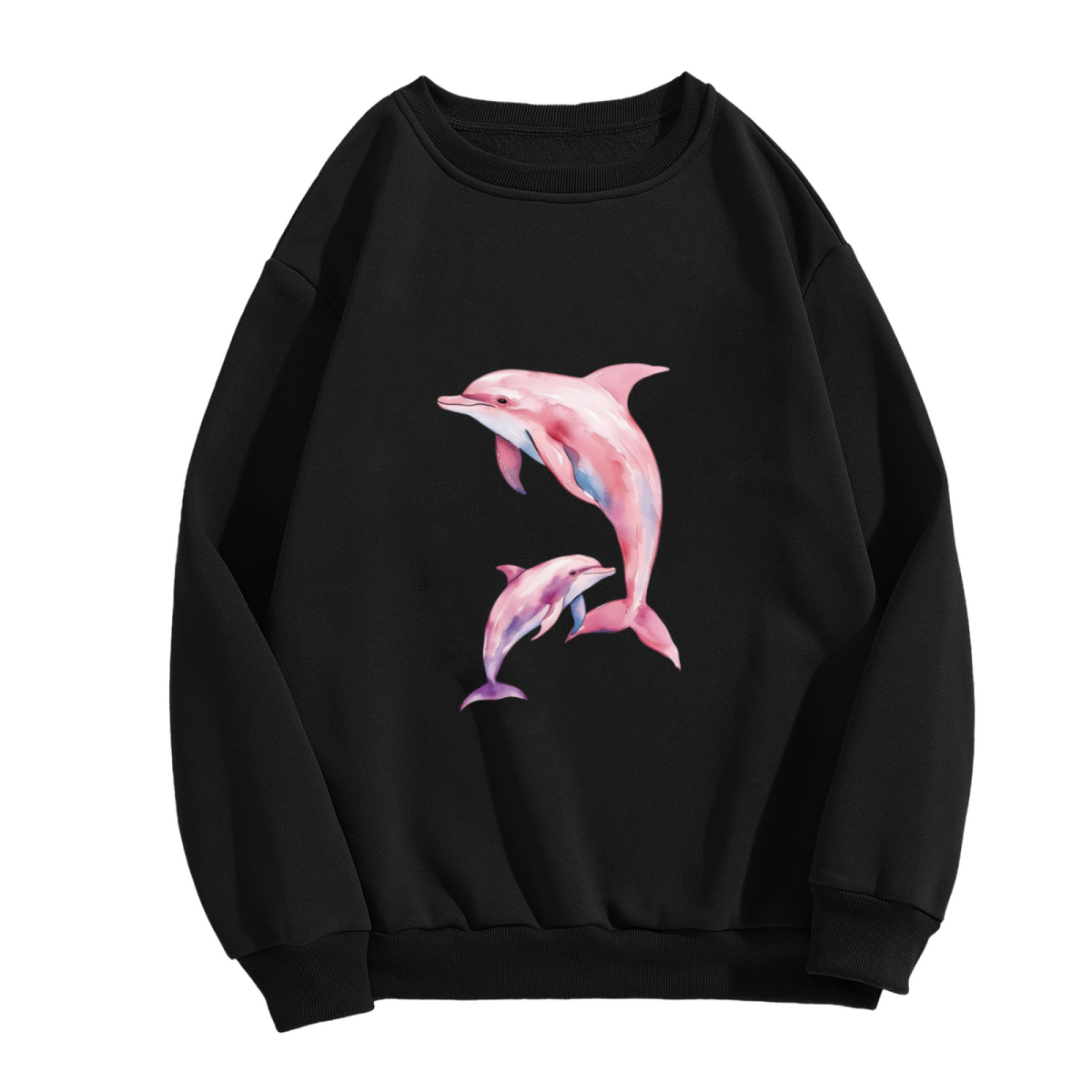 Dreamy Watercolor Pink Dolphin Family Crewneck Sweatshirt