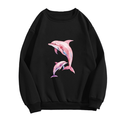 Dreamy Watercolor Pink Dolphin Family Crewneck Sweatshirt
