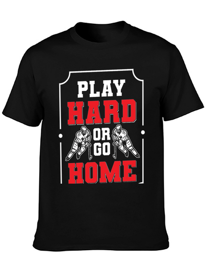Play Hard Hockey T-Shirt - Black Cotton Graphic Tee