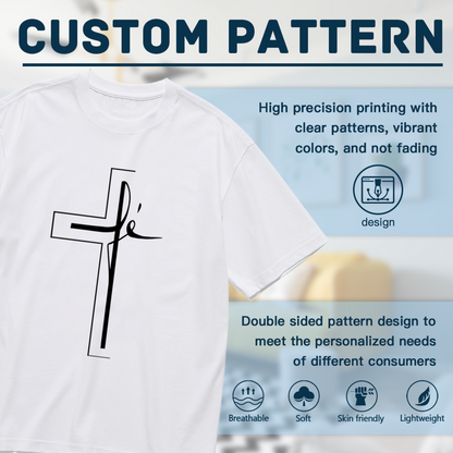 Minimalist Line Art Faith Cross Religious Inspirational Women¡¯s Tee