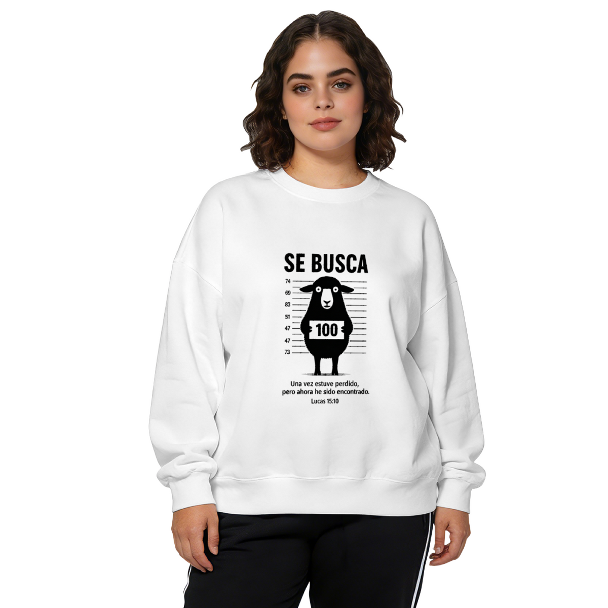 Funny Lost Sheep Wanted Poster Christian Crewneck Sweatshirt