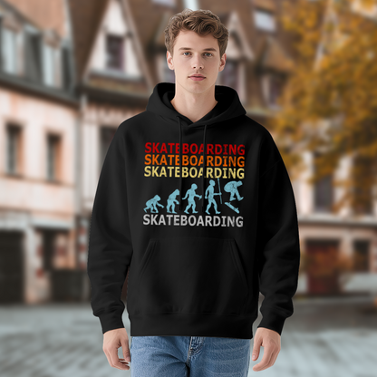 Vintage Evolution Skateboarding Graphic Hoodie, Soft Skater Street Top