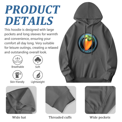 FL Studio Producer Gray Hoodie, Music Lover Soft Comfort Hoodie