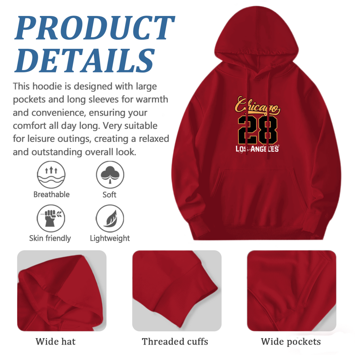 Chicago 28 Los?Angeles Retro Sport Number Hoodie