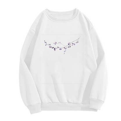 Minimal Delicate Purple Tiny Floral Branch Art Crewneck Sweatshirt