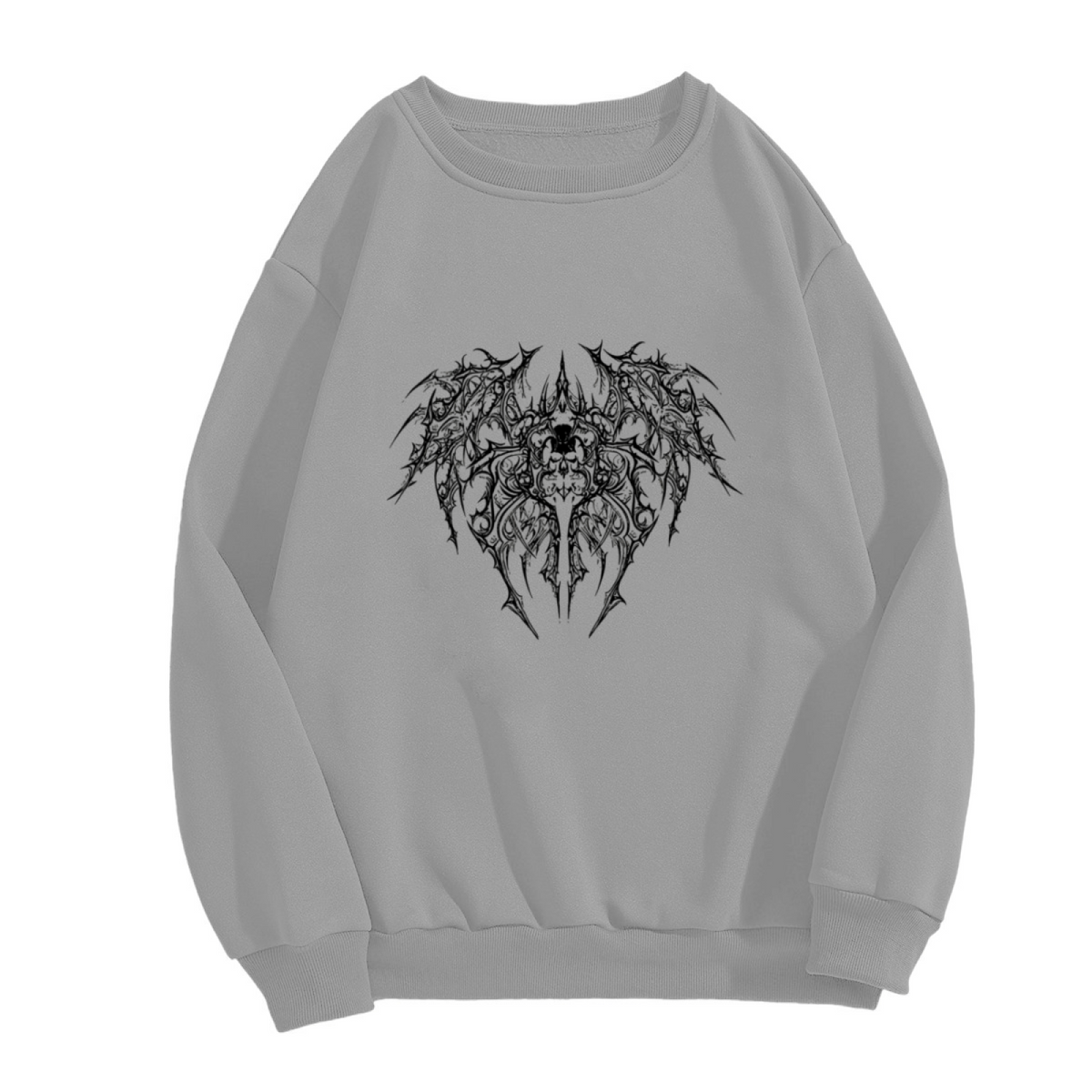 Dark Gothic Wing Skull Grey Sweatshirt