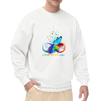 Autism Awareness Accept Understand Love Butterfly Feather Crewneck Sweatshirt