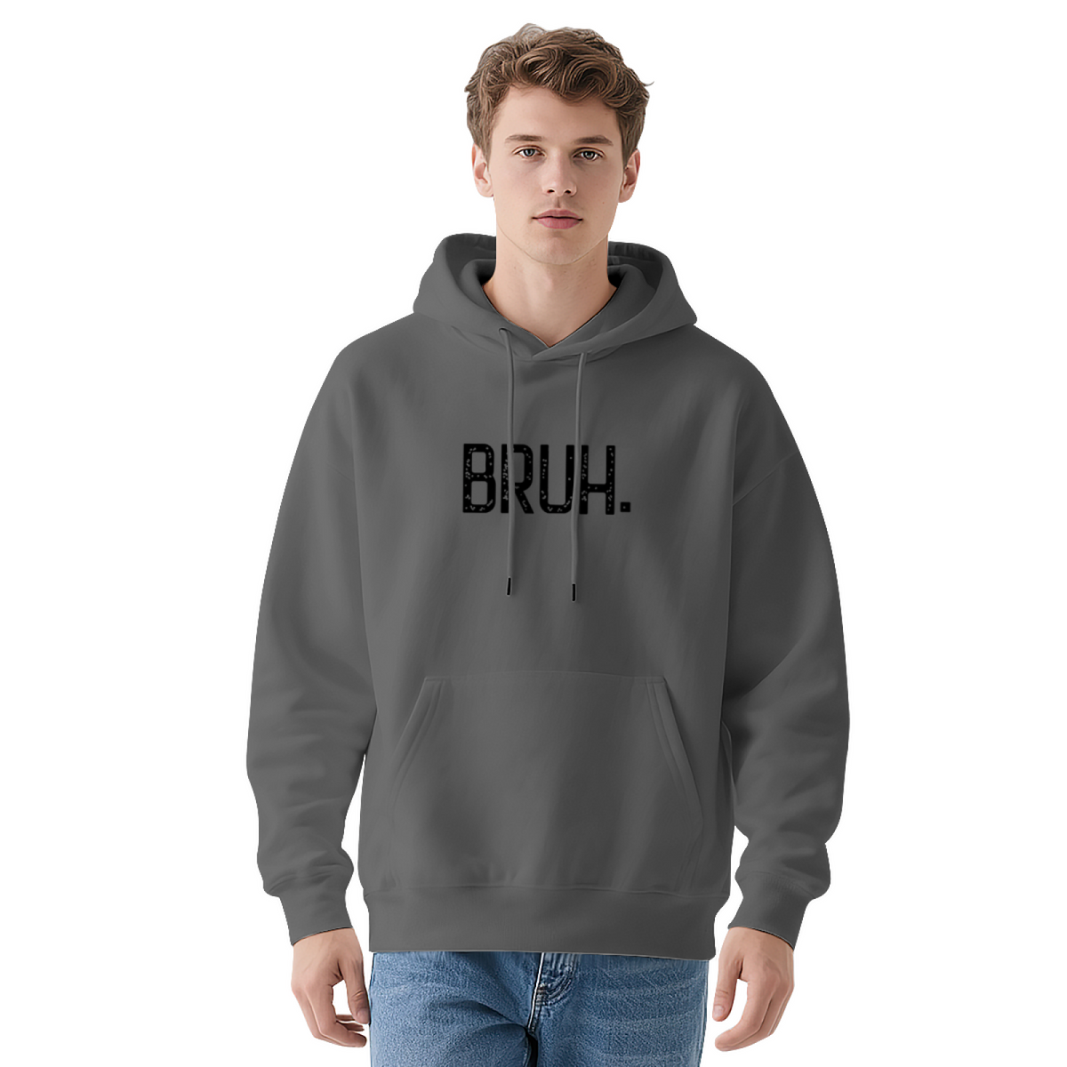 Bruh Funny Slogan Daily Casual Pullover Hoodie