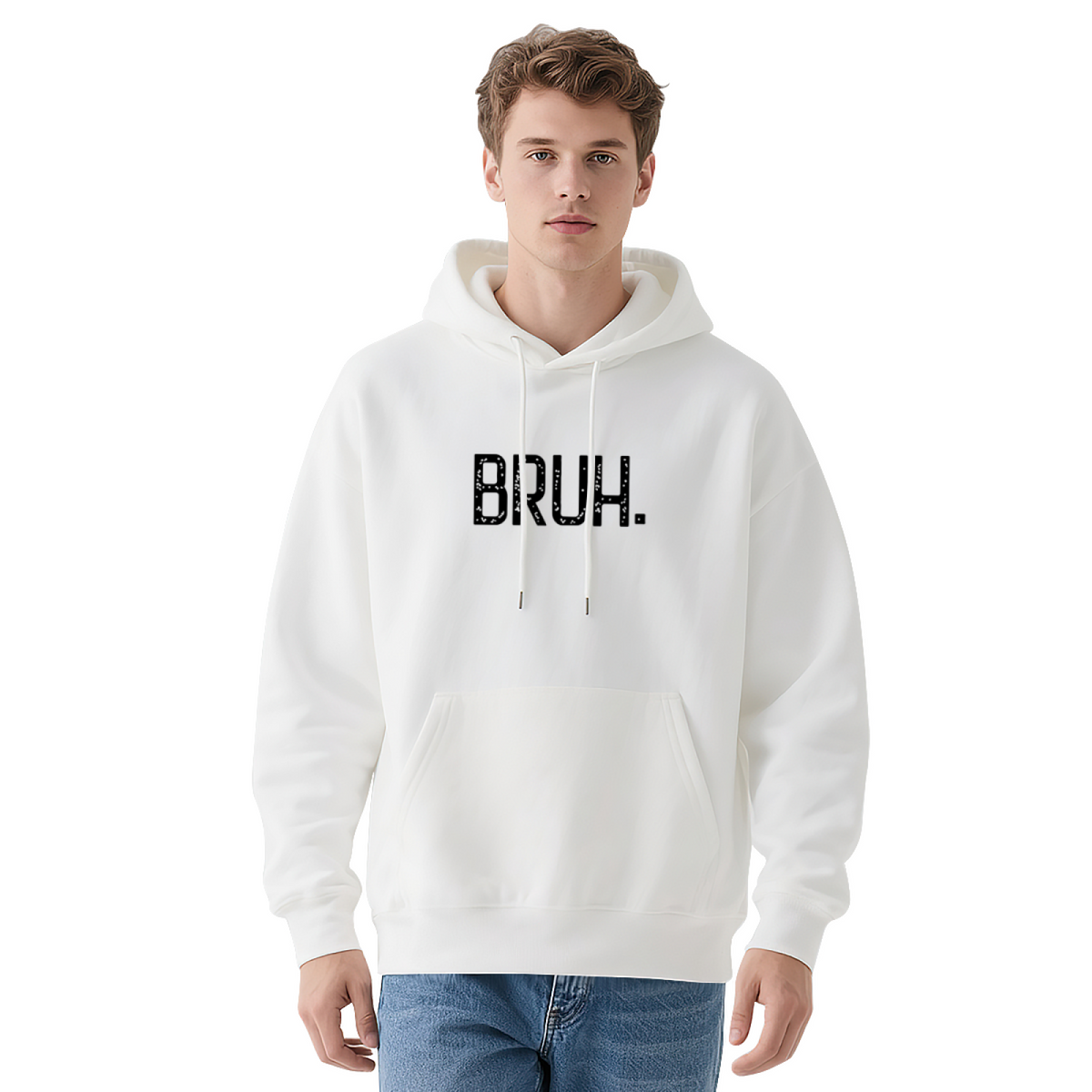 Bruh Funny Slogan Daily Casual Pullover Hoodie