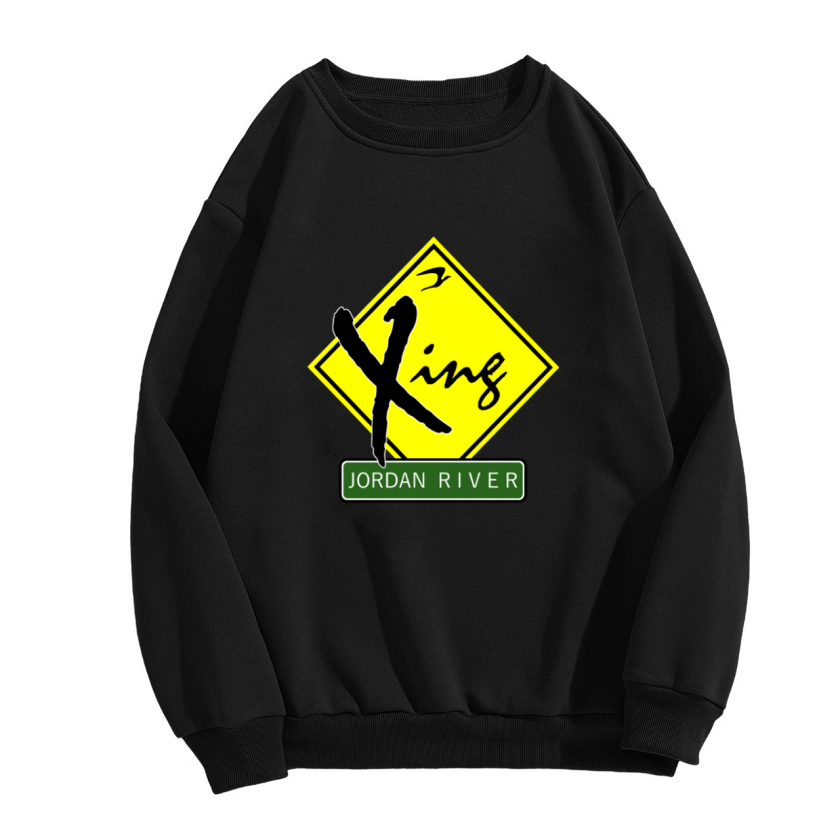 Jordan River Xing Christian Road Sign Crewneck Sweatshirt