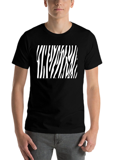 Zebra Stripe Graphic Tee - Bold Black Cotton T-Shirt