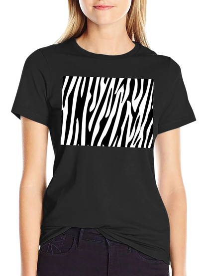 Zebra Stripe Graphic Tee - Bold Black Cotton T-Shirt