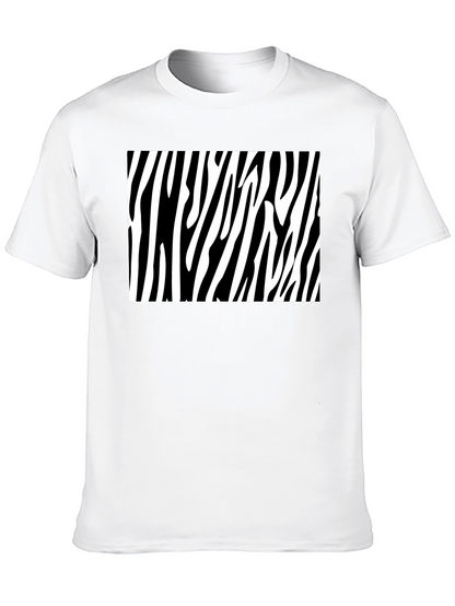 Zebra Stripe Graphic Tee - Bold Black Cotton T-Shirt
