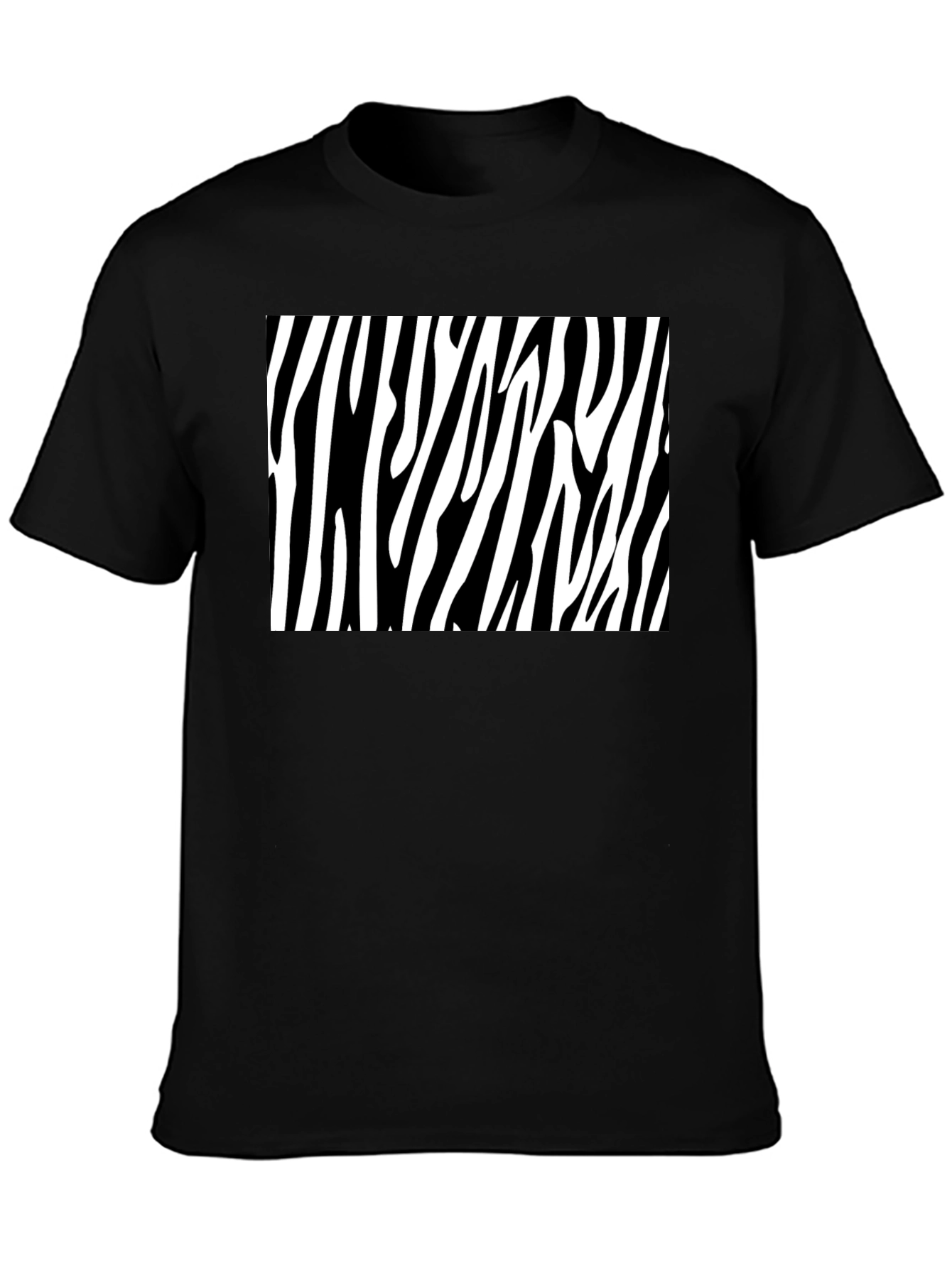 Zebra Stripe Graphic Tee - Bold Black Cotton T-Shirt