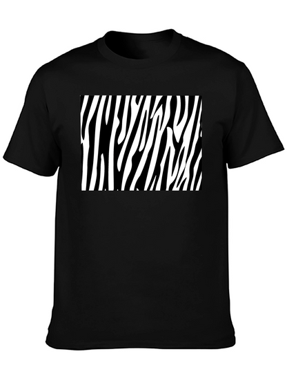 Zebra Stripe Graphic Tee - Bold Black Cotton T-Shirt