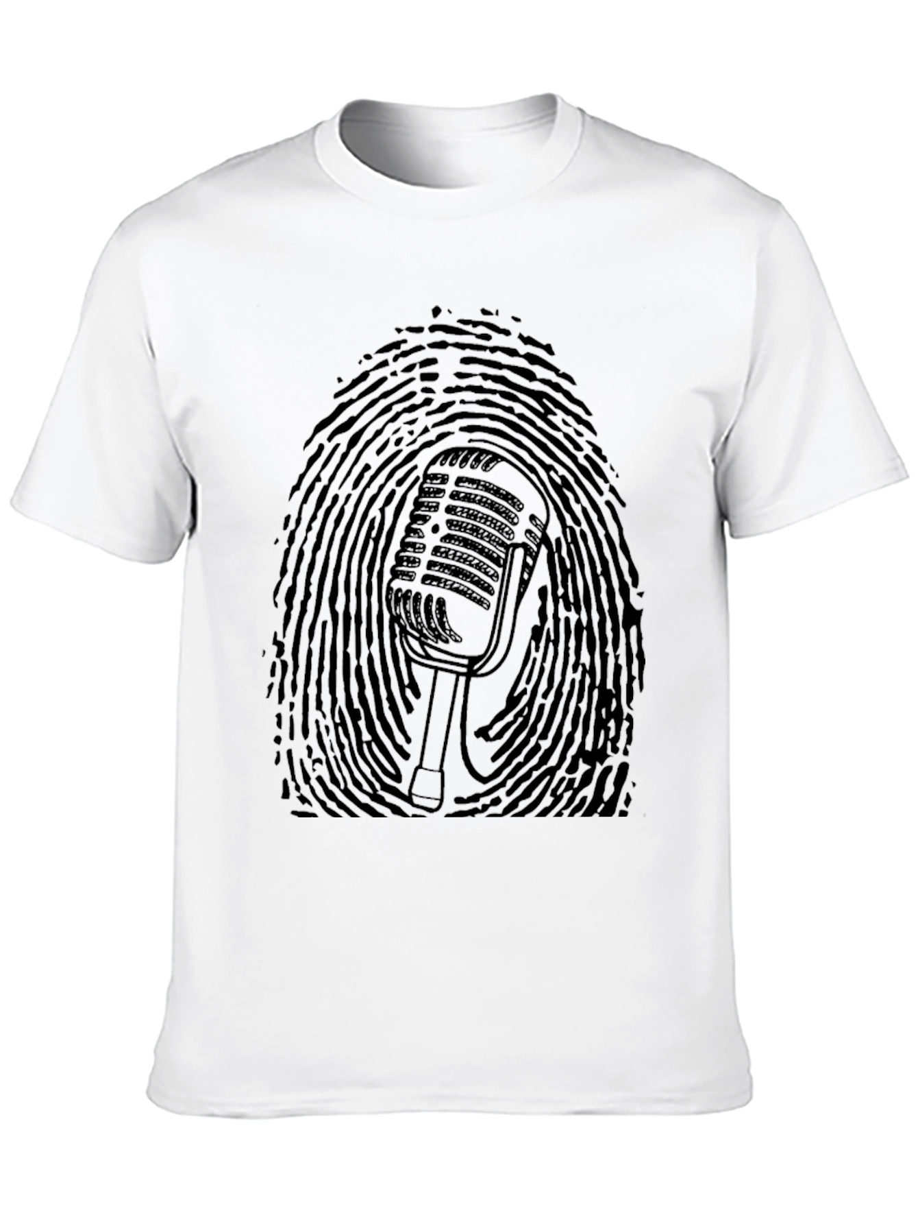 Retro Mic Fingerprint Graphic Tee - Black