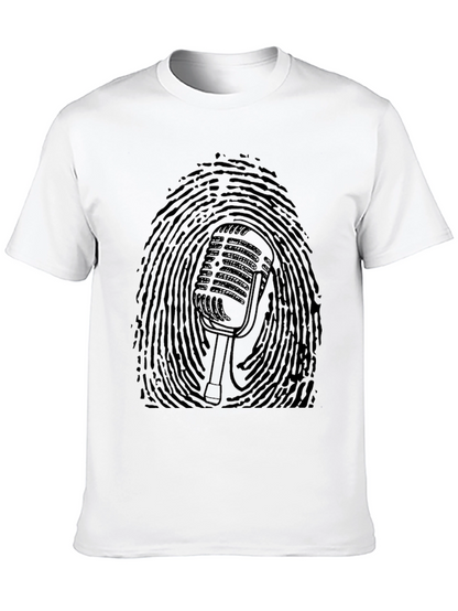 Retro Mic Fingerprint Graphic Tee - Black
