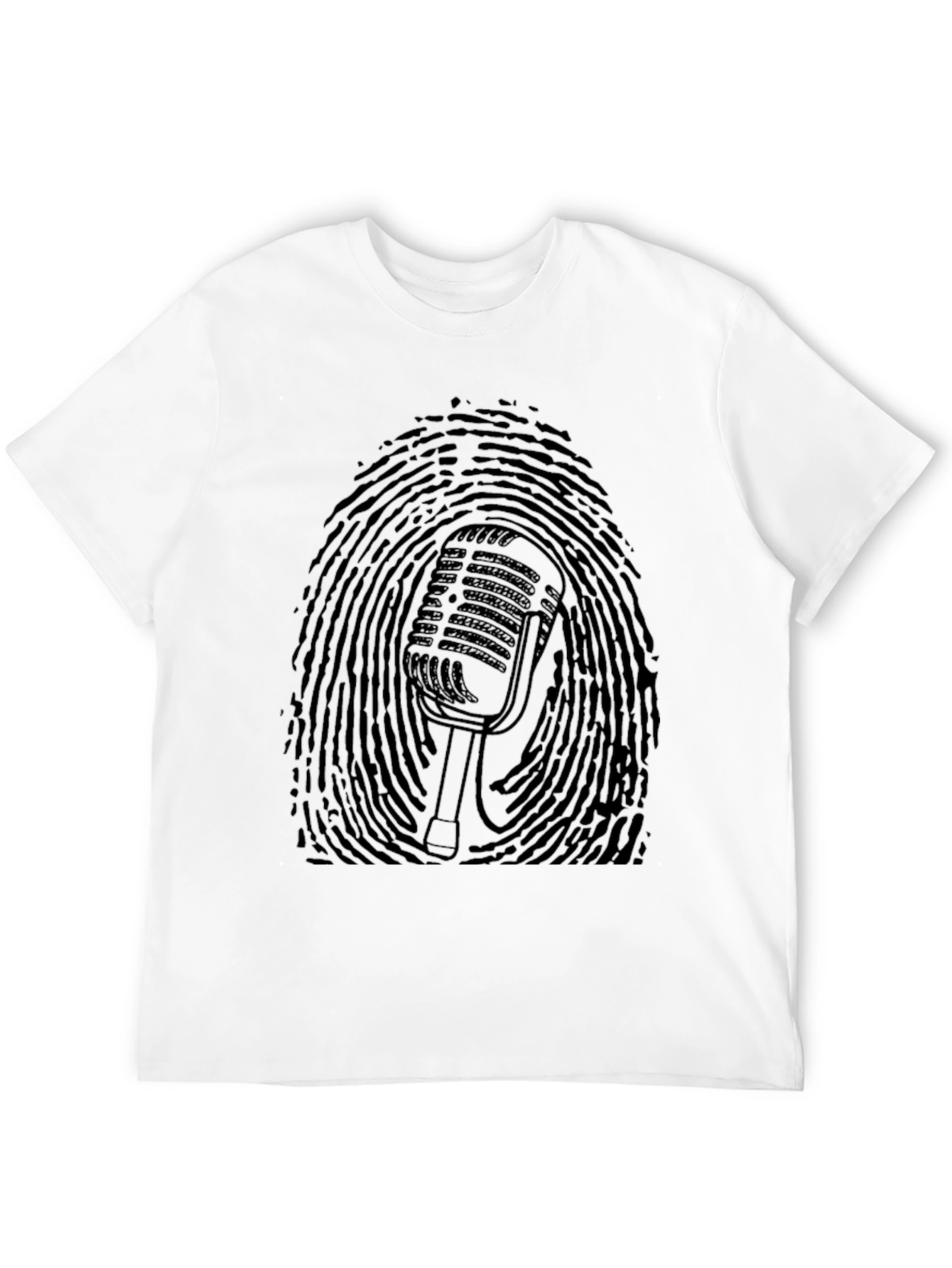 Retro Mic Fingerprint Graphic Tee - Black