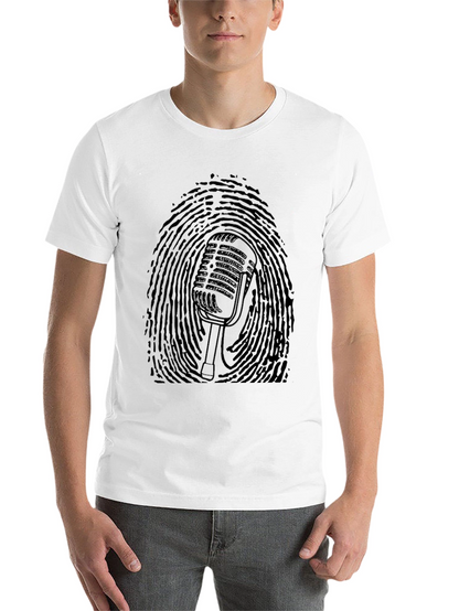 Retro Mic Fingerprint Graphic Tee - Black