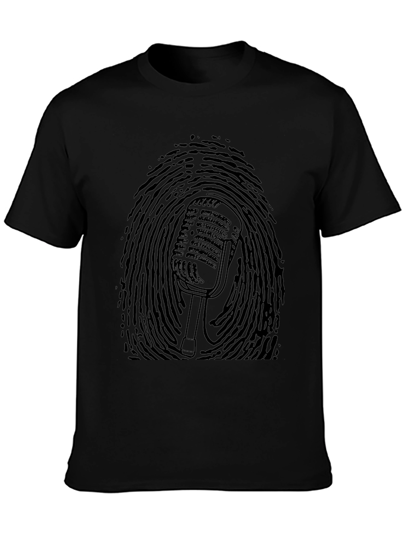 Retro Mic Fingerprint Graphic Tee - Black