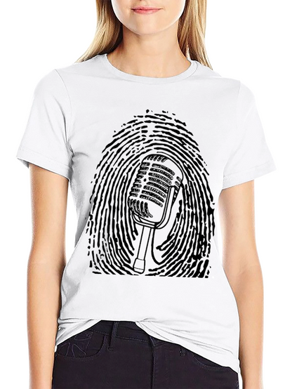 Retro Mic Fingerprint Graphic Tee - Black
