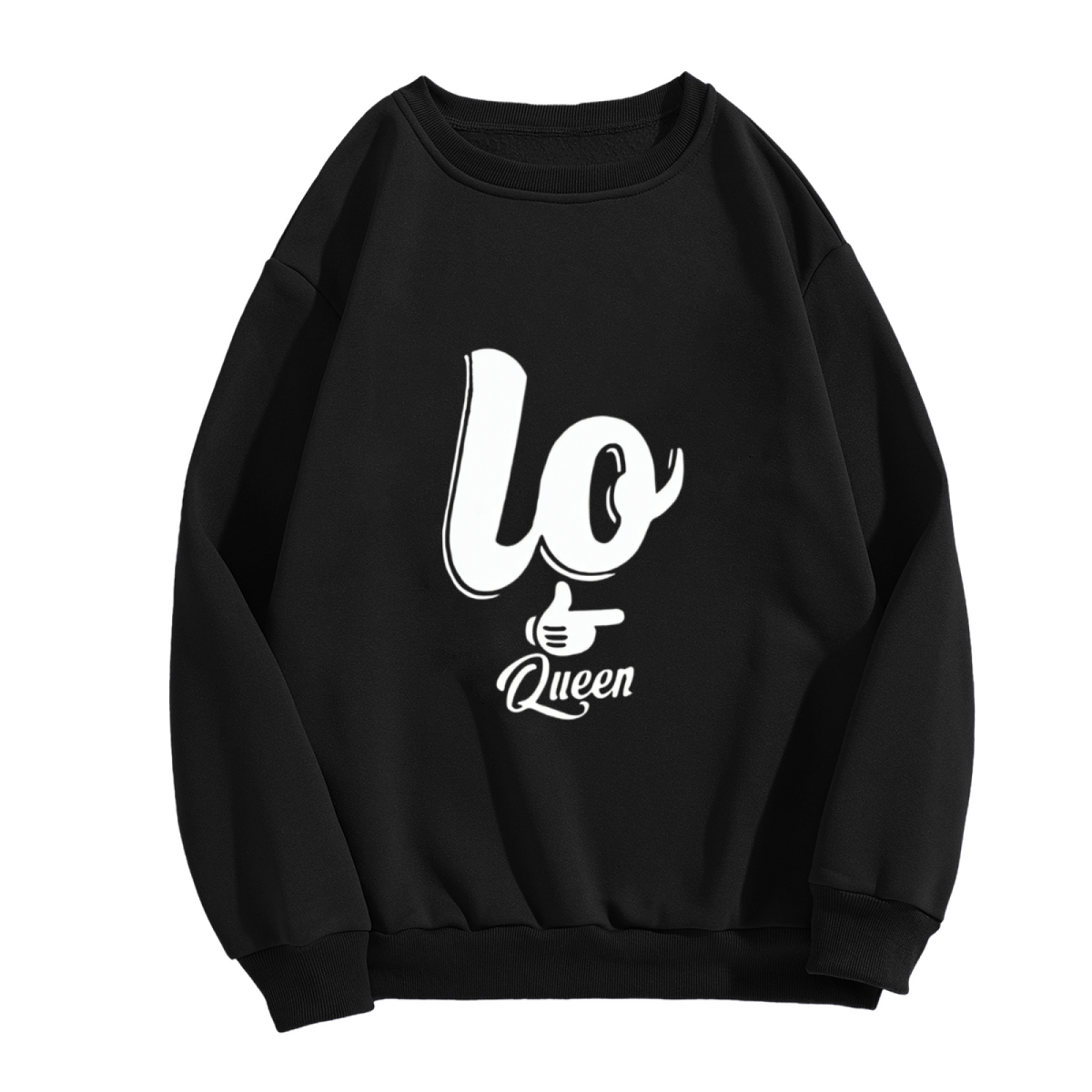 Lo Queen Retro Letter Print Casual Crewneck Sweatshirt