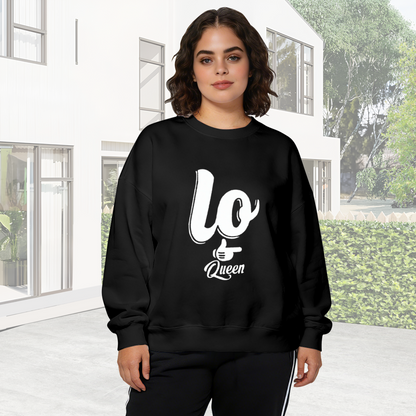 Lo Queen Retro Letter Print Casual Crewneck Sweatshirt