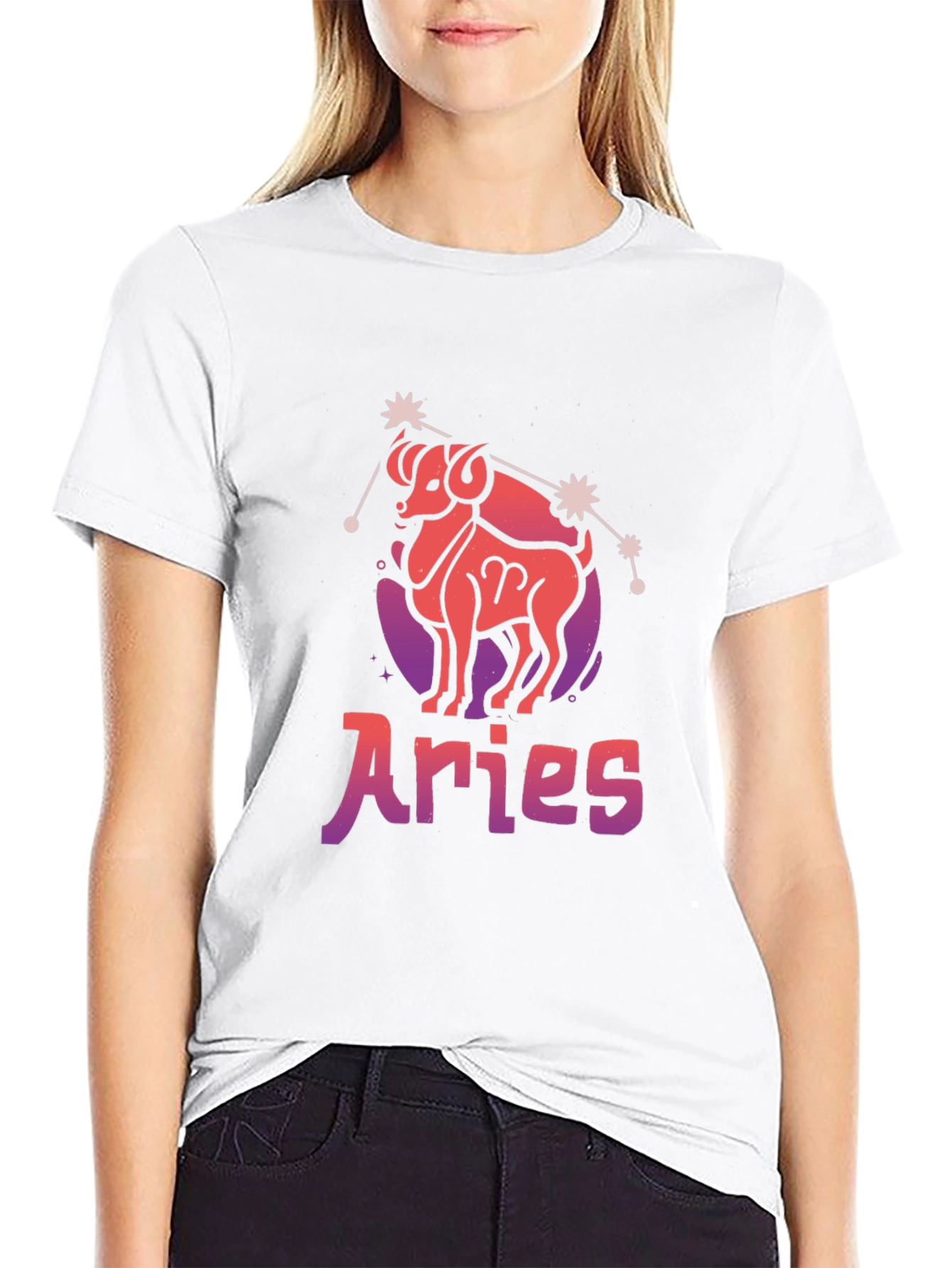 Aries Zodiac Graphic T-Shirt - Black Cotton Tee